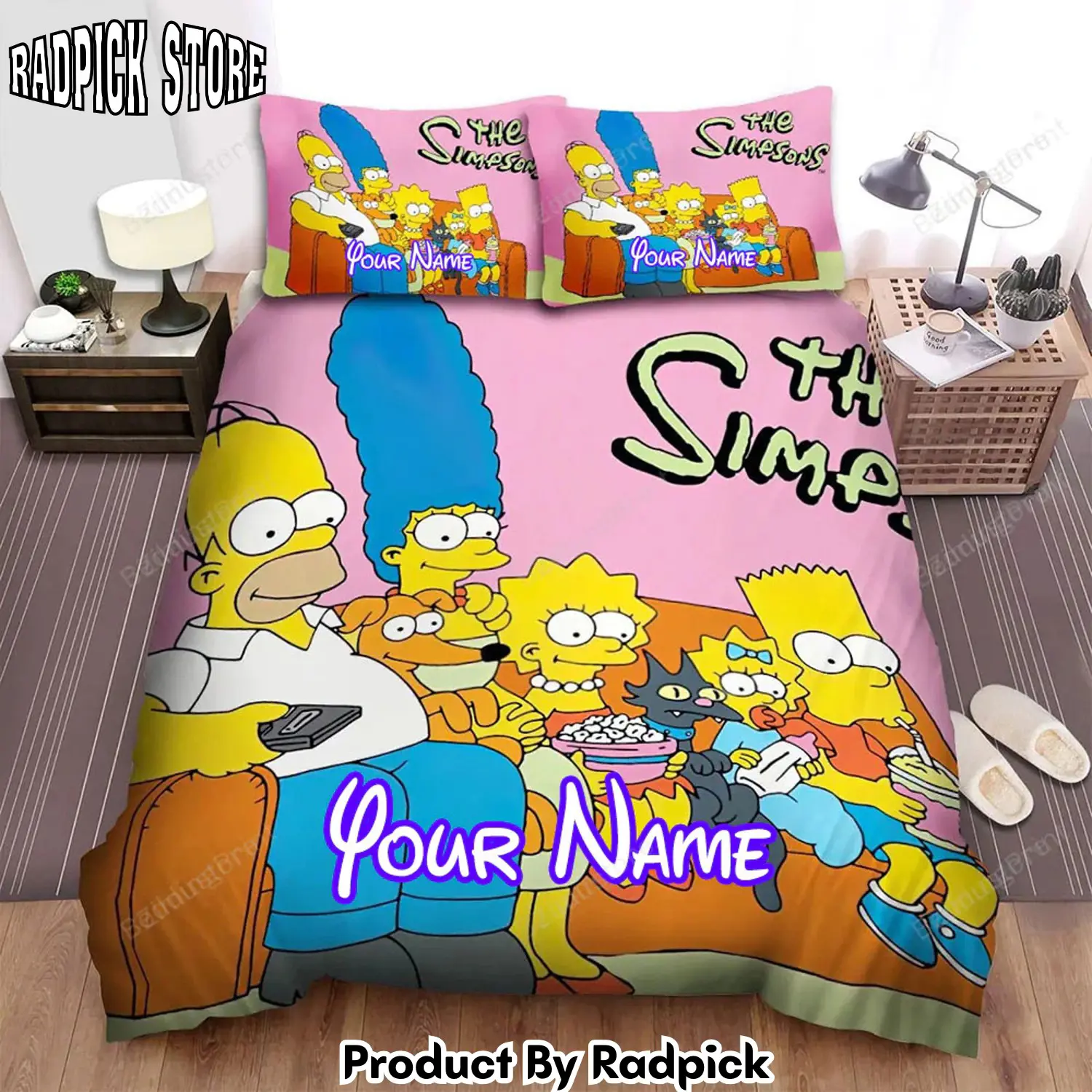 Radpick the simpsons family watching film bed sheets duvet cover personalized name bedding sets rp327929